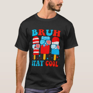 Stay Cool 4th July Popsicle Boys Men Usa Flag Amer T-Shirt
