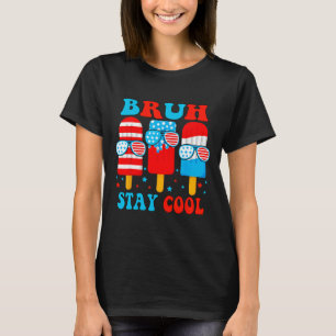 Stay Cool 4th July Popsicle Boys Men Usa Flag Amer T-Shirt