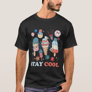 Stay Cool 4th Of July Usa Popsicle Ice Cream Ameri T-Shirt