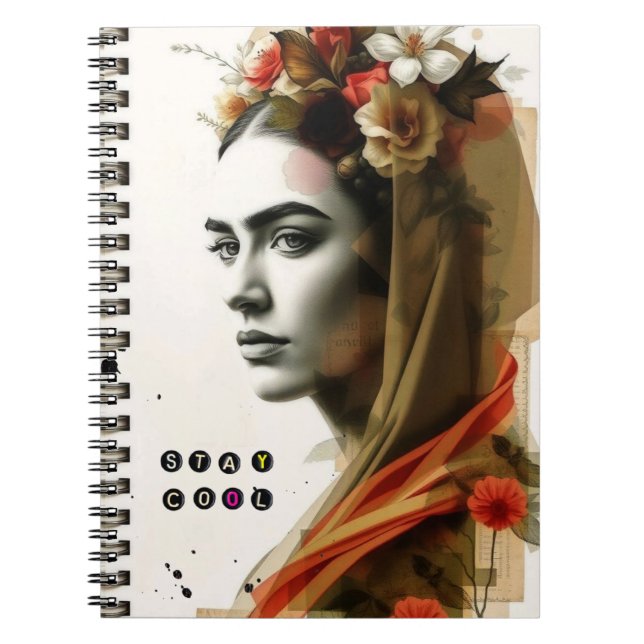 Stay Cool Boho Frida Retro Notebook (Front)