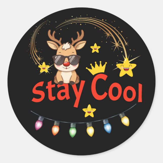 Stay Cool Christmas Reindeer Sticker (Front)