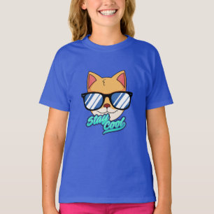 Stay Cool Cool Cat with Sunglasses Cartoon T-Shirt