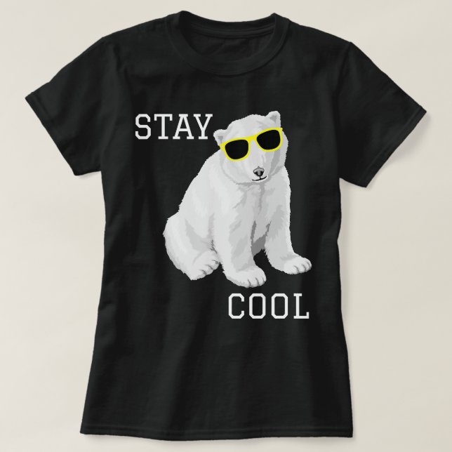 Stay Cool Cute Baby Polar Bear Cub With Sunglasses T-Shirt (Design Front)