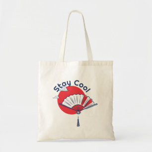 Stay Cool Fan Illustration Custom Text Japanese Tote Bag