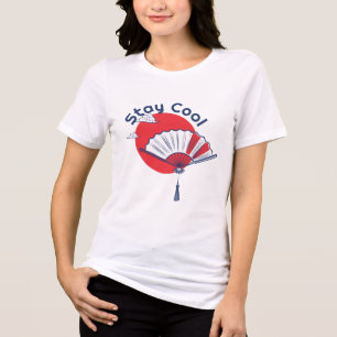 Stay Cool Fan Illustration Custom Text Japanese Tri-Blend Shirt