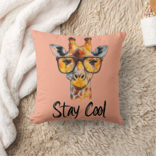 Stay Cool - Giraffe with Sunglasses Illustration Cushion