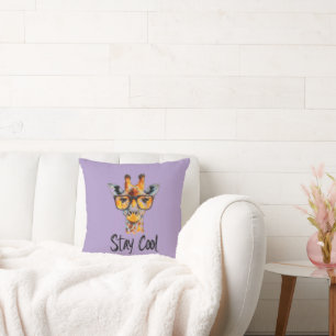 Stay Cool - Giraffe with Sunglasses Illustration Cushion