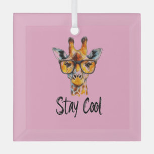 Stay Cool - Giraffe with Sunglasses Illustration Glass Tree Decoration