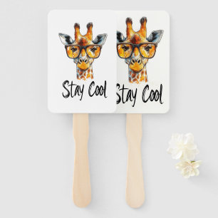 Stay Cool - Giraffe with Sunglasses Illustration Hand Fan