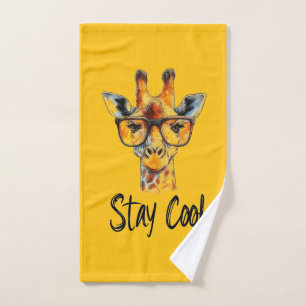 Stay Cool - Giraffe with Sunglasses Illustration Hand Towel
