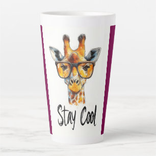 Stay Cool - Giraffe with Sunglasses Illustration Latte Mug
