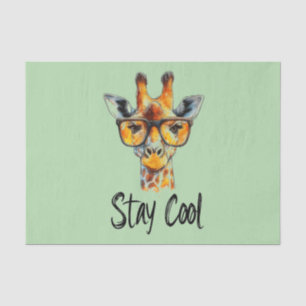 Stay Cool - Giraffe with Sunglasses Illustration Tissue Paper