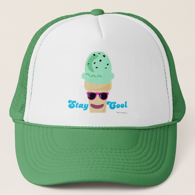 Stay Cool Ice Cream Funny Slogan Trucker Hat (Front)