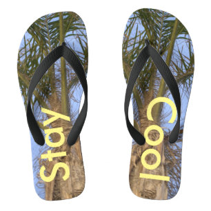 Stay Cool Palm Trees Blue Sky Flip Flops