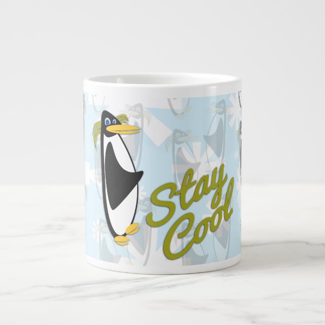 Stay Cool Penguin Pal Cute Bird Cartoon Motto Large Coffee Mug (Front)