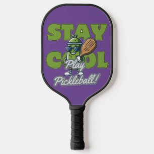 Stay Cool & Play Pickleball! Fun Pickle Cartoon Pickleball Paddle