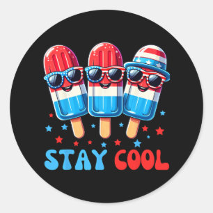 Stay Cool Popsicle 4th Of July Boys Men Usa Americ Classic Round Sticker