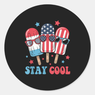 Stay Cool Popsicle 4th Of July Patriotic Usa Ameri Classic Round Sticker