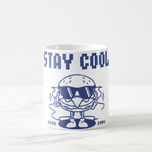 Stay Cool Retro Burger Cartoon - Hamburger Food Coffee Mug