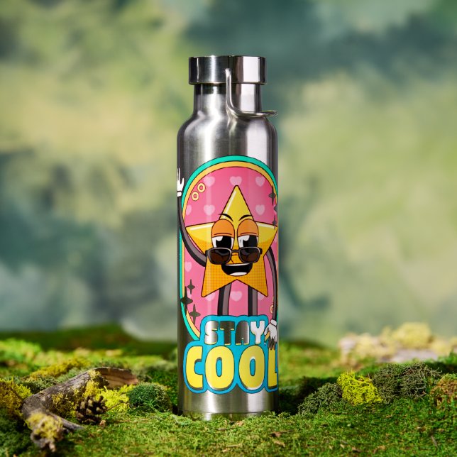 Stay Cool Retro Star Water Bottle (Outdoor (Rotated))