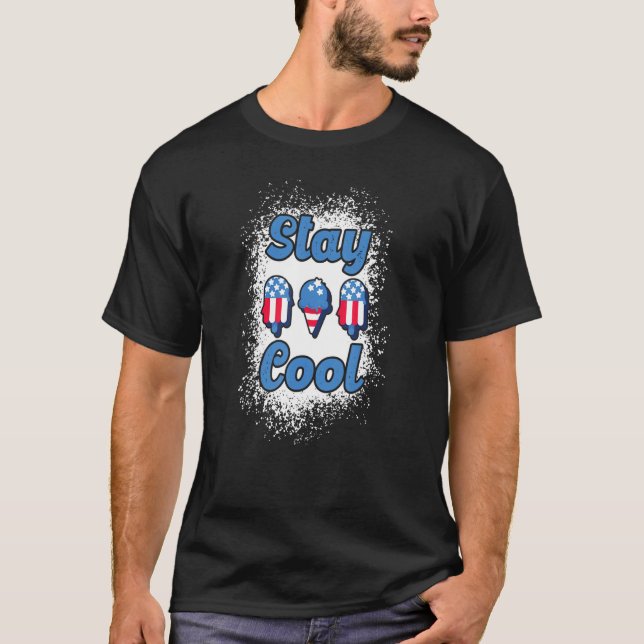 Stay Cool Rocket Pop Red And Blue Bleached Popsicl T-Shirt (Front)