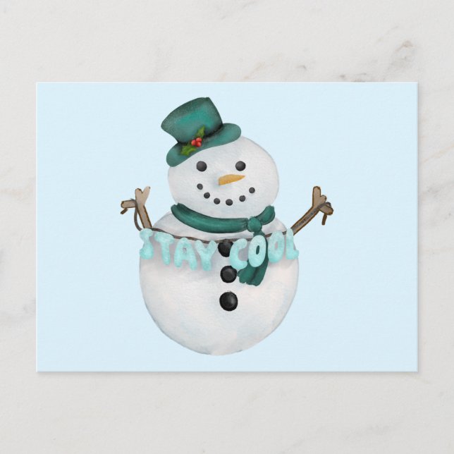 Stay Cool Snowman Holiday Postcard (Front)