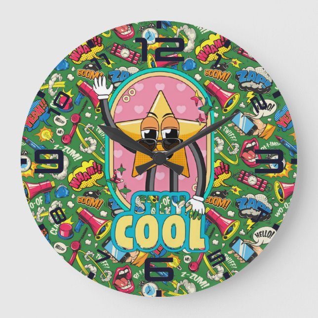 Stay Cool Star – Retro Pop Art Clock (Front)