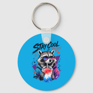 Stay Cool Stay Wild Racoon Slushie Urban Art Key Ring