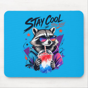Stay Cool Stay Wild Racoon Slushie Urban Art Mouse Mat