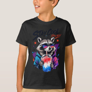 Stay Cool Stay Wild Racoon Slushie Urban Art T-Shirt