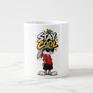 Stay Cool Street Style Rabbit Graphic – Funny Urba Large Coffee Mug