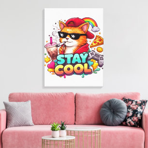 Stay Cool Vibes – Chill Cat Streetwear  Canvas Print
