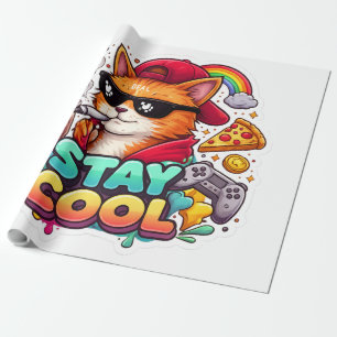 Stay Cool Vibes – Chill Cat Streetwear Wrapping Paper
