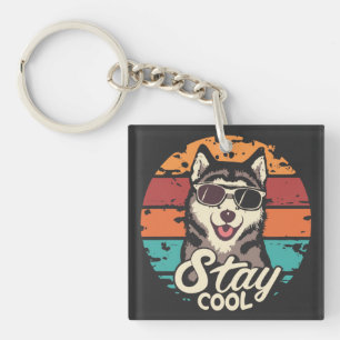 Stay Cool with Majestic Husky Dog Key Ring