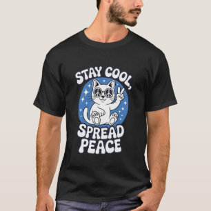 Stay Cool with Peace Cat with Glasses and Victory T-Shirt