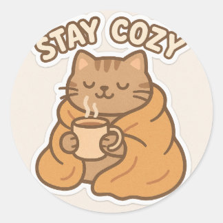 Stay Cosy Cat Sticker – Warm and Fuzzy Design