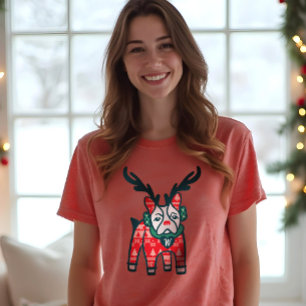 Stay Cosy French Bulldog Reindeer Christmas Tri-Blend Shirt