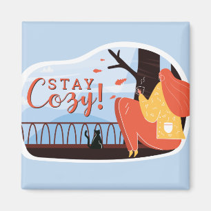 Stay Cosy Hygge Autumn Fall FolkArt Decor ADD NAME Magnet