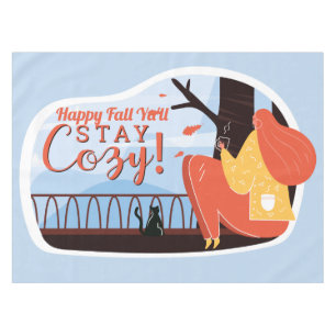 Stay Cosy Hygge Autumn Fall FolkArt Decor ADD NAME Tablecloth