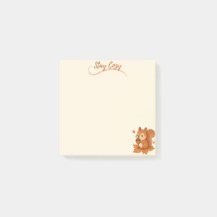 Stay Cosy Squirrel with Acorn – Beige Autumn Post-it Notes