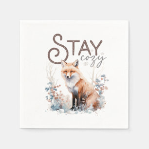Stay Cosy Woodland Fox Christmas Napkin