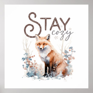 Stay Cosy Woodland Fox Christmas Poster