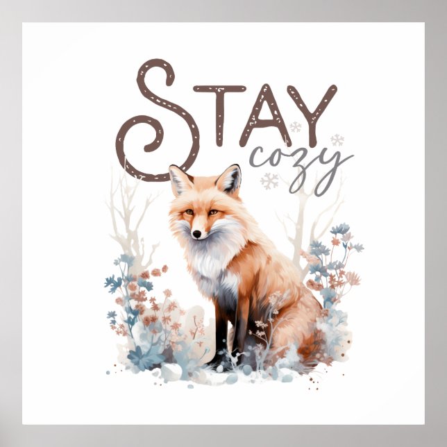 Stay Cosy Woodland Fox Christmas Poster (Front)