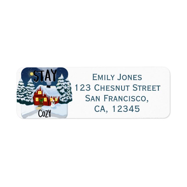 Stay Cozy Christmas Cabin Label (Front)