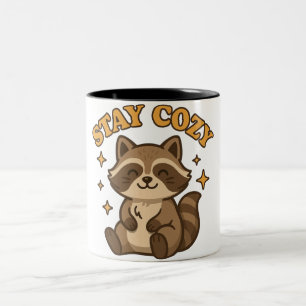 Stay Cozy   Kawaii Animal Illustration Two-Tone Coffee Mug