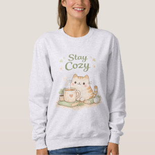 Stay Cozy Kawaii Cute Kitty Cat Coffee Sweet Sweatshirt