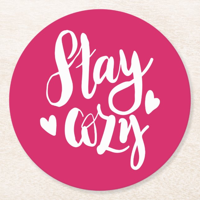 Stay Cozy Round Paper Coaster (Front)