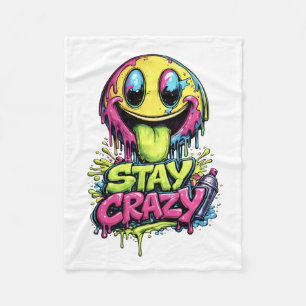 Stay Crazy Graffiti Smiley Blanket