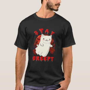Stay Creepy Cute Kitty Cat Ghost Halloween Costume T-Shirt