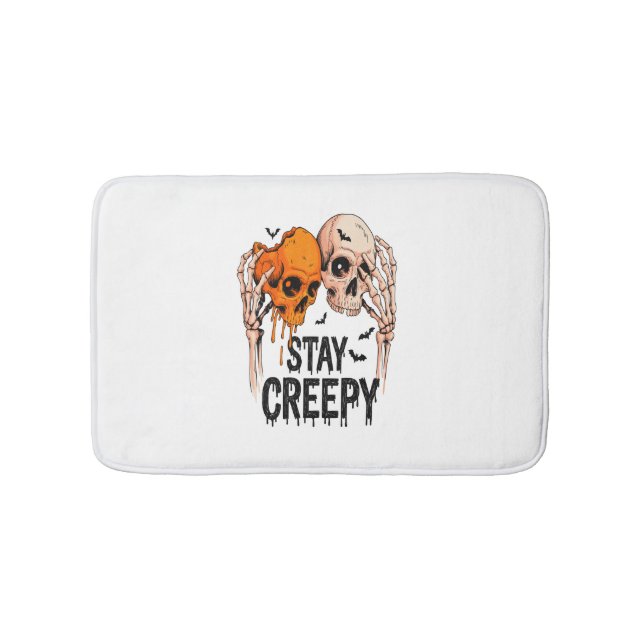 Stay Creepy PNG, Retro Skull Halloween Bath Mat (Front)